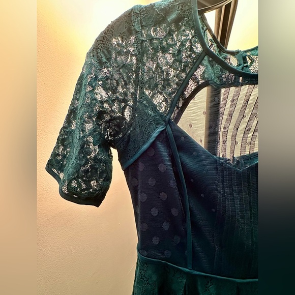 BCBGMAXAZRIA Julya Dark Teal Lace Dress, Size 0, EUC - Picture 5 of 9